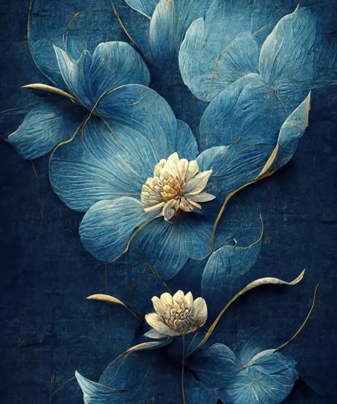 Blue Floral Backdrop for Photography