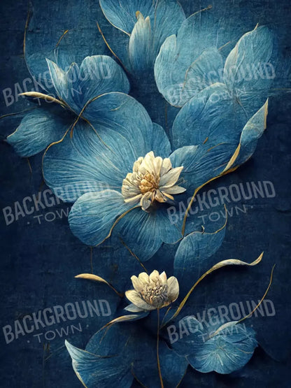 Dusty Blue Poppy 2 5X68 Fleece ( 60 X 80 Inch ) Backdrop