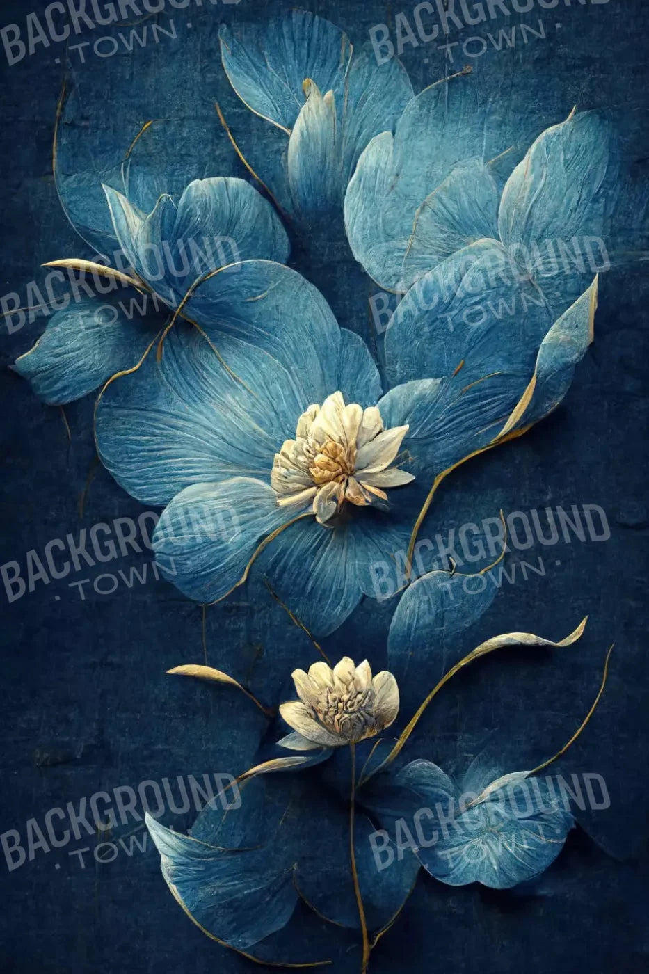 Dusty Blue Poppy 2 5X8 Ultracloth ( 60 X 96 Inch ) Backdrop