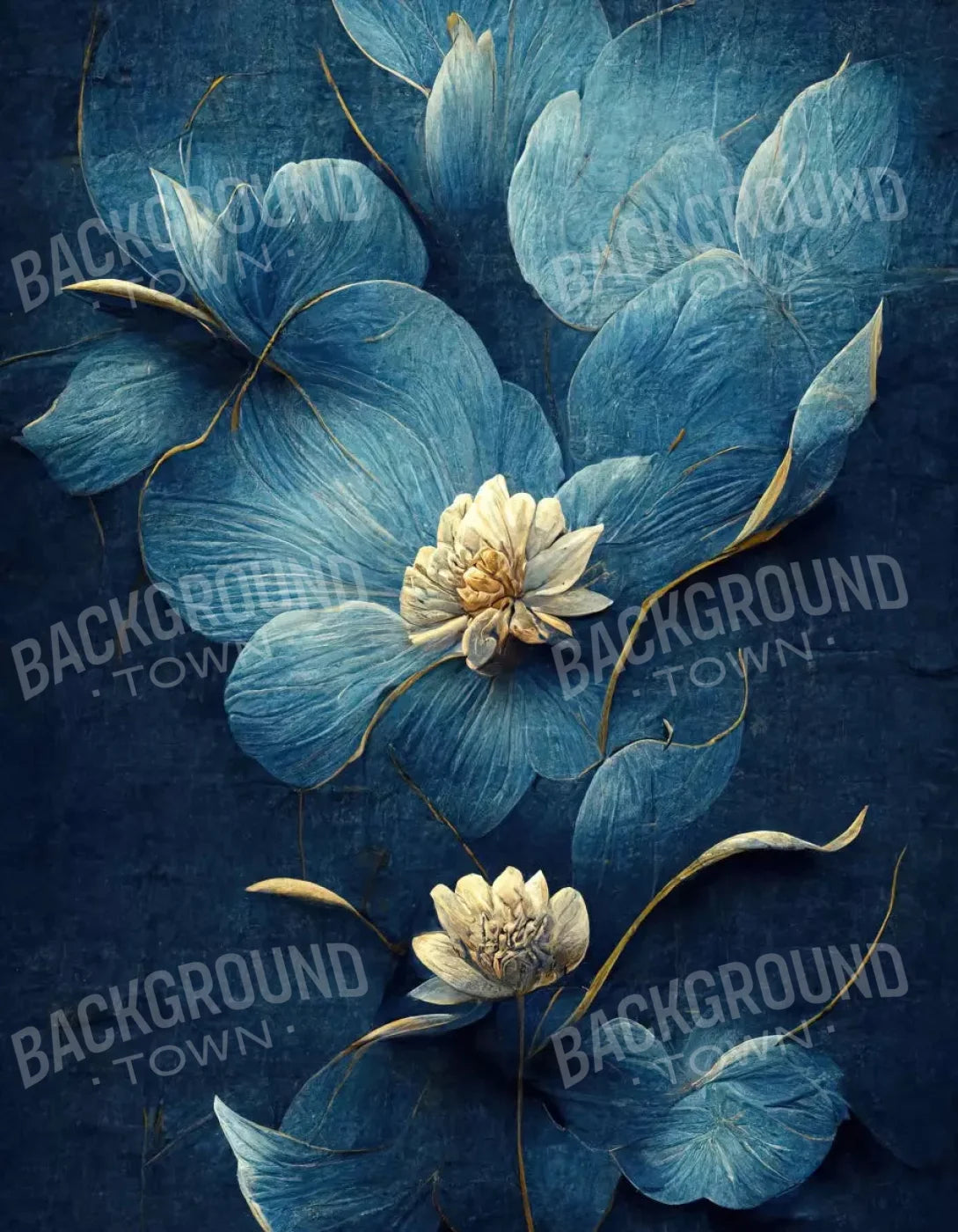Dusty Blue Poppy 2 6X8 Fleece ( 72 X 96 Inch ) Backdrop