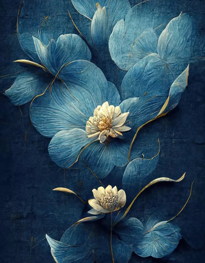 Dusty Blue Poppy 2 6X8 Fleece ( 72 X 96 Inch ) Backdrop