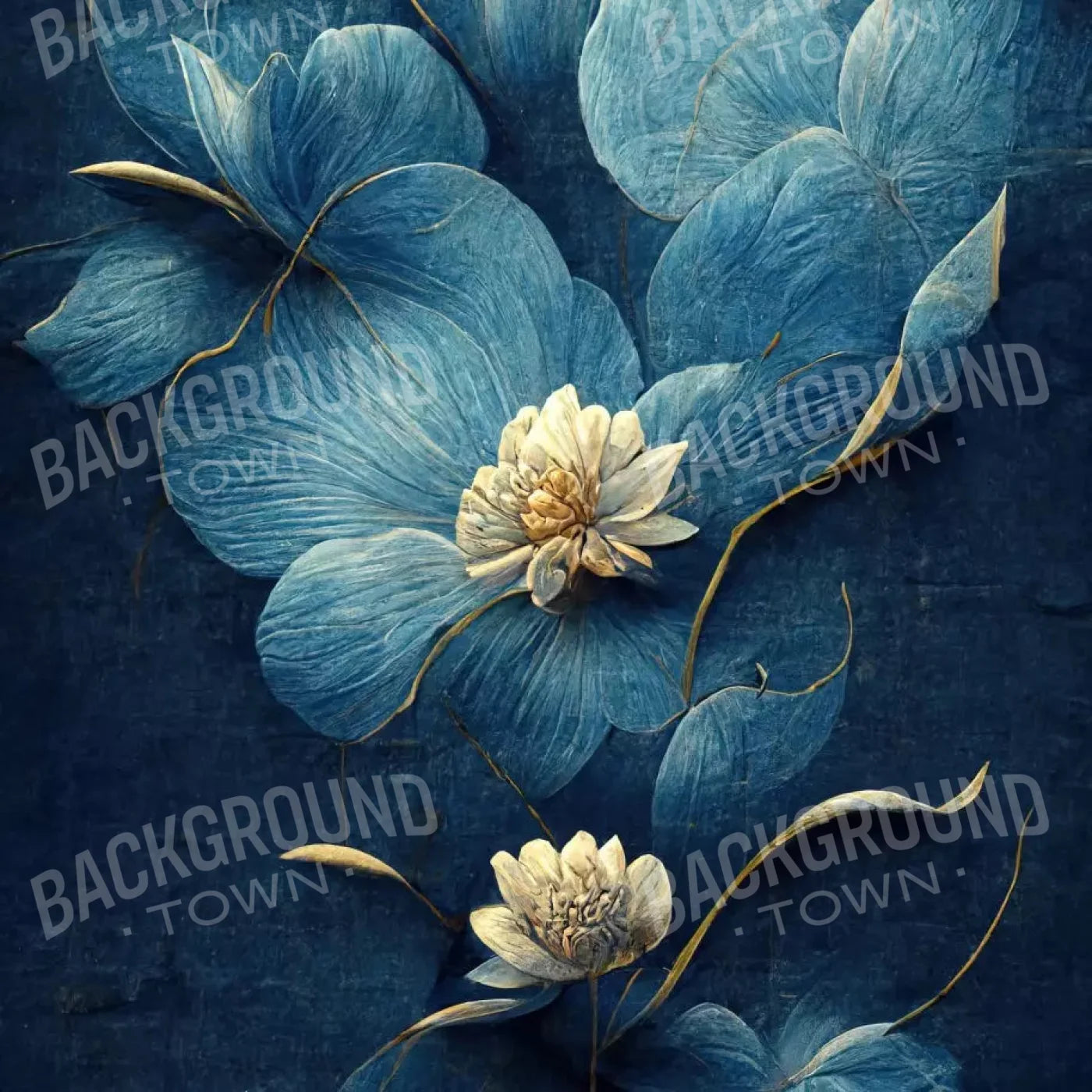 Dusty Blue Poppy 2 8X8 Fleece ( 96 X Inch ) Backdrop