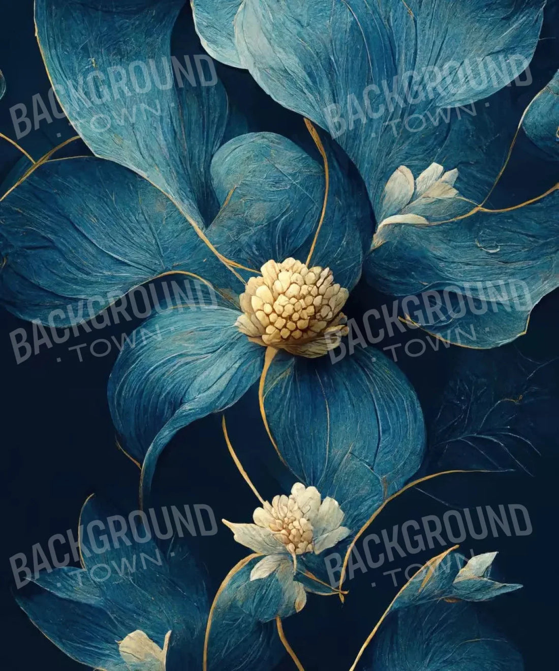 Blue Floral Backdrop for Photography