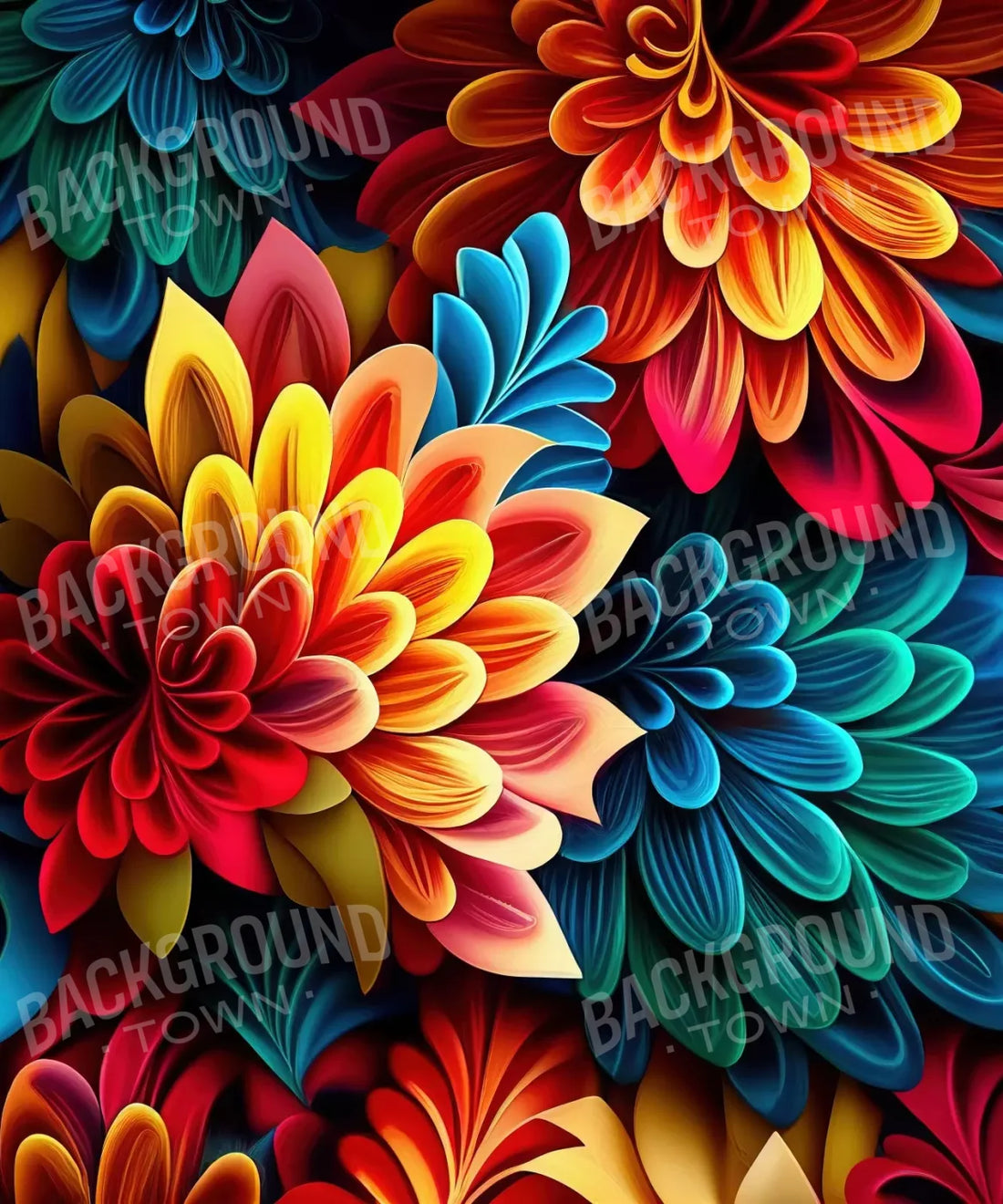 Multi-Color Floral Backdrop for Photography