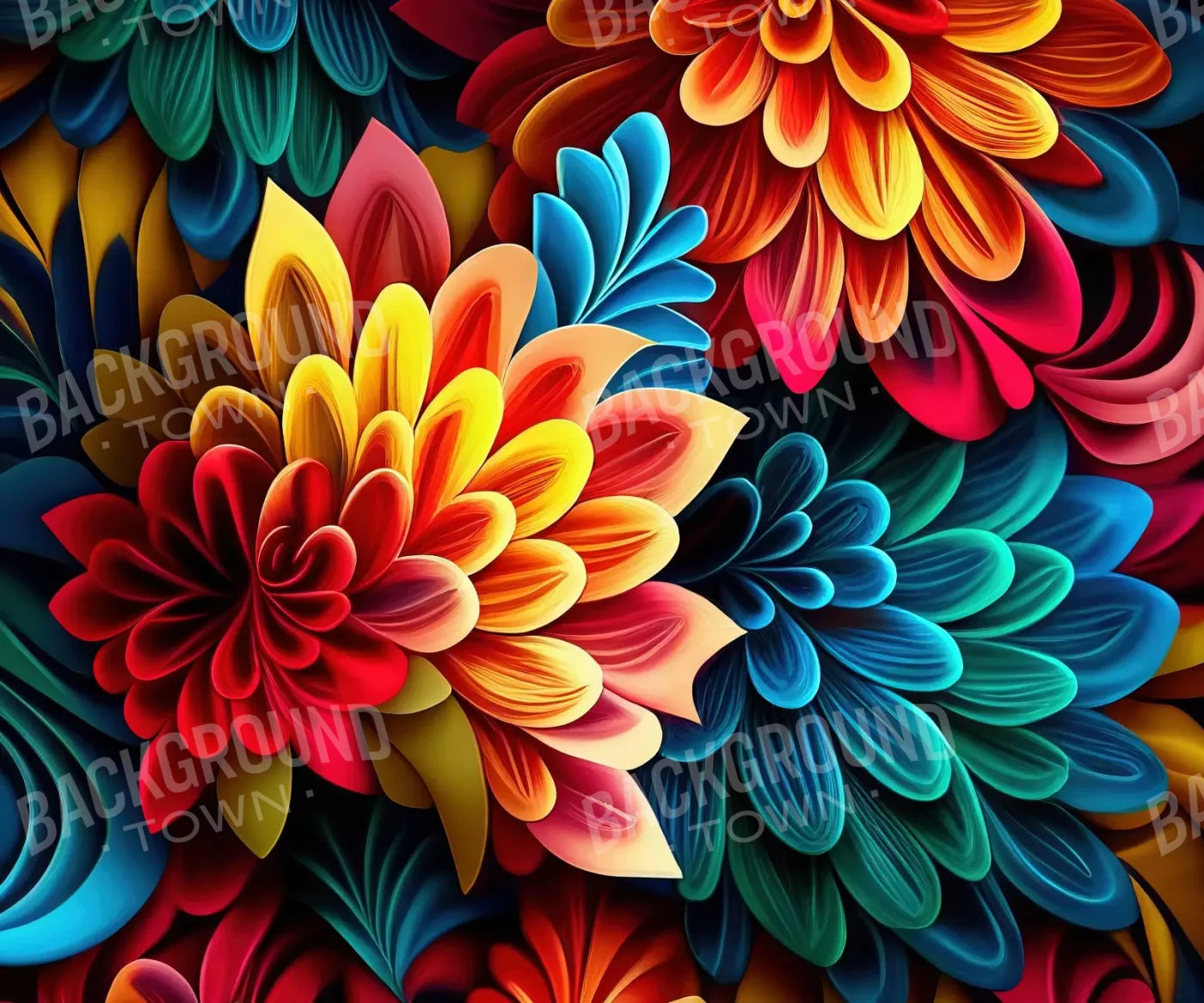 Dynamic Dahlias 5’X4’2 Fleece (60 X 50 Inch) Backdrop