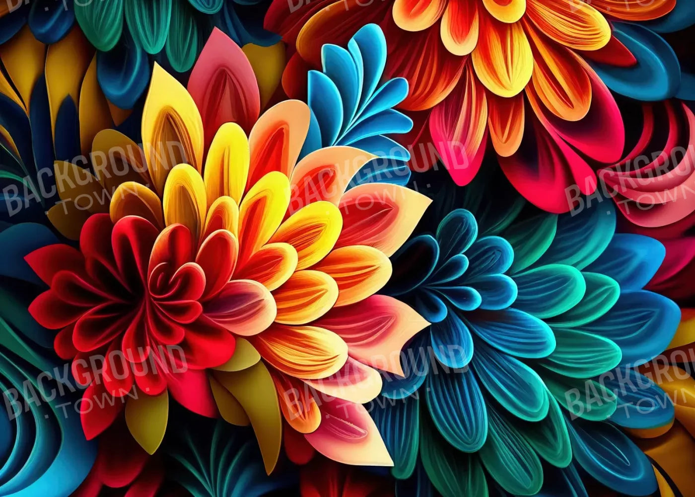 Dynamic Dahlias 7’X5’ Ultracloth (84 X 60 Inch) Backdrop