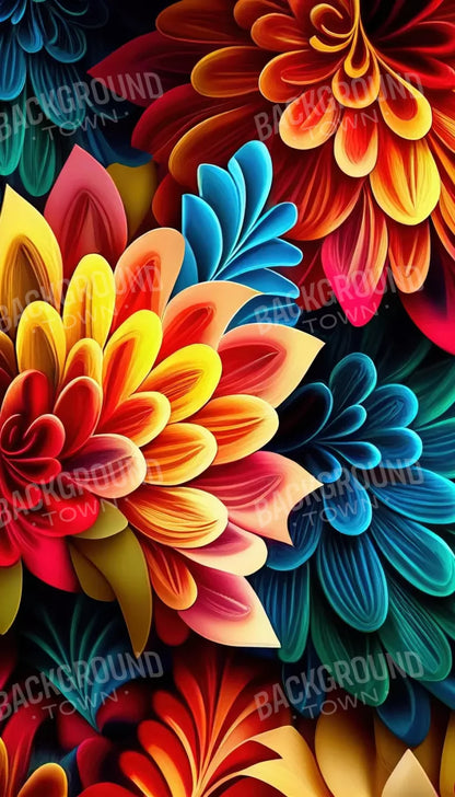 Dynamic Dahlias 8’X14’ Ultracloth (96 X 168 Inch) Backdrop