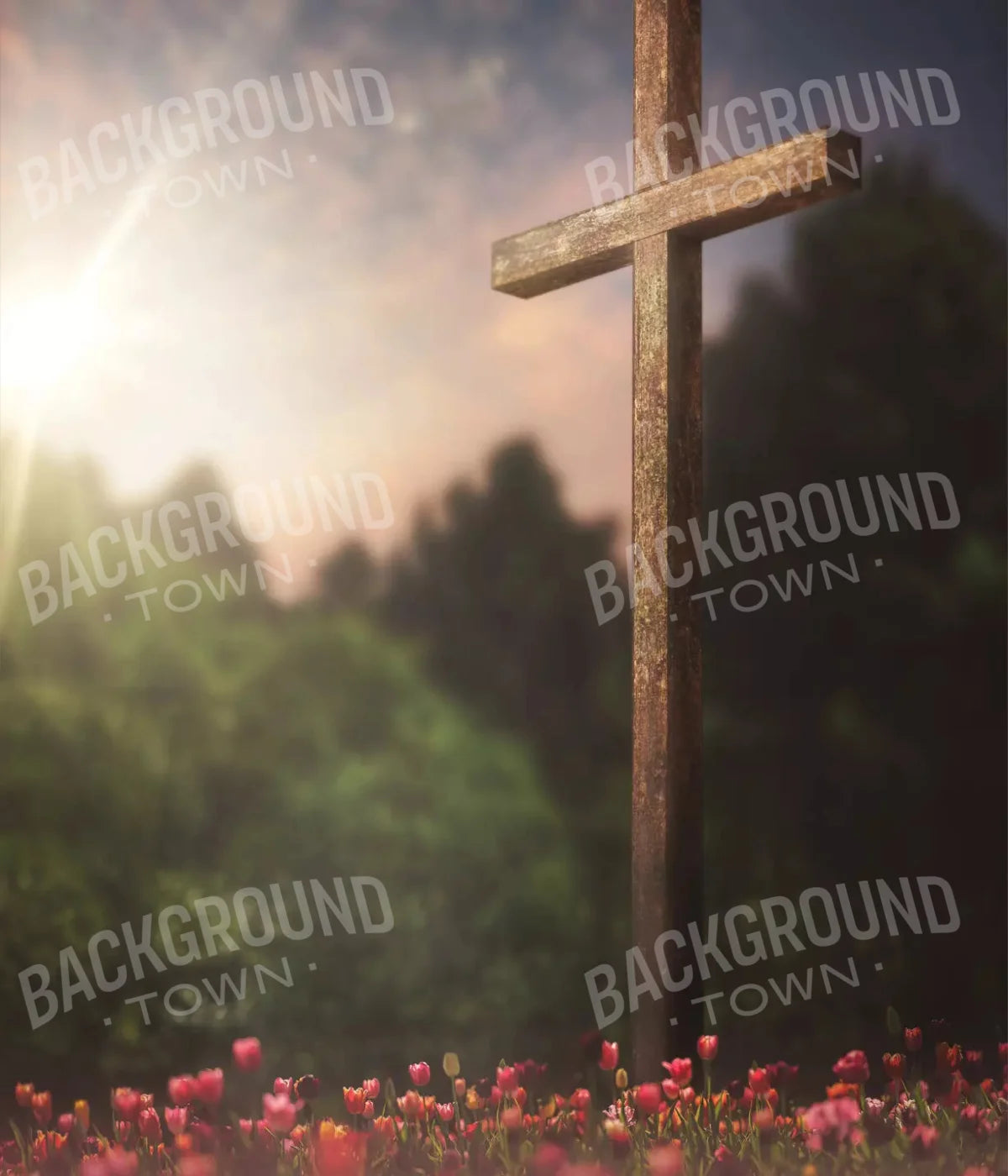 Easter Cross In Flowers 10X12 Ultracloth ( 120 X 144 Inch ) Backdrop