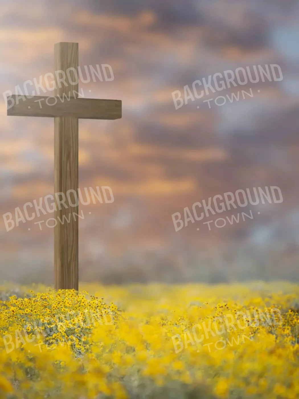 Easter Cross In Flowers 1 5X68 Fleece ( 60 X 80 Inch ) Backdrop