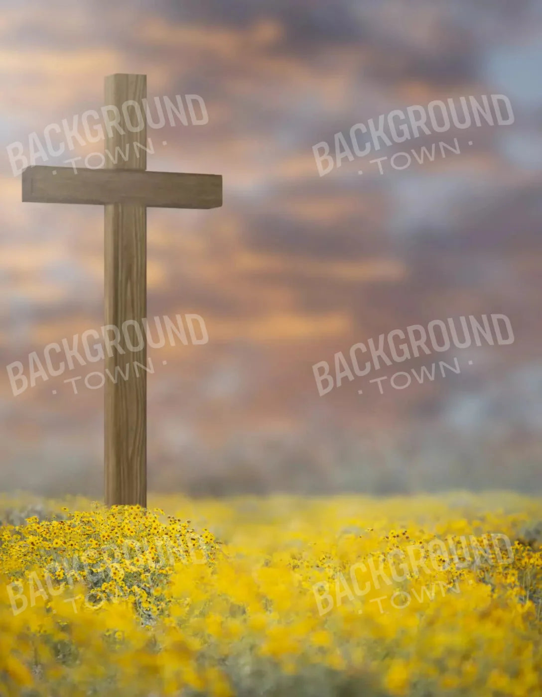 Easter Cross In Flowers 1 6X8 Fleece ( 72 X 96 Inch ) Backdrop