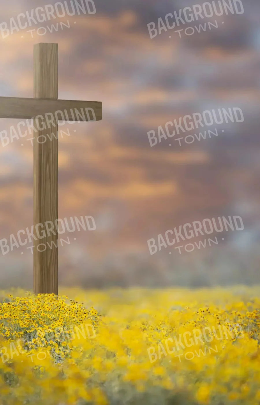 Easter Cross In Flowers 1 8X12 Ultracloth ( 96 X 144 Inch ) Backdrop
