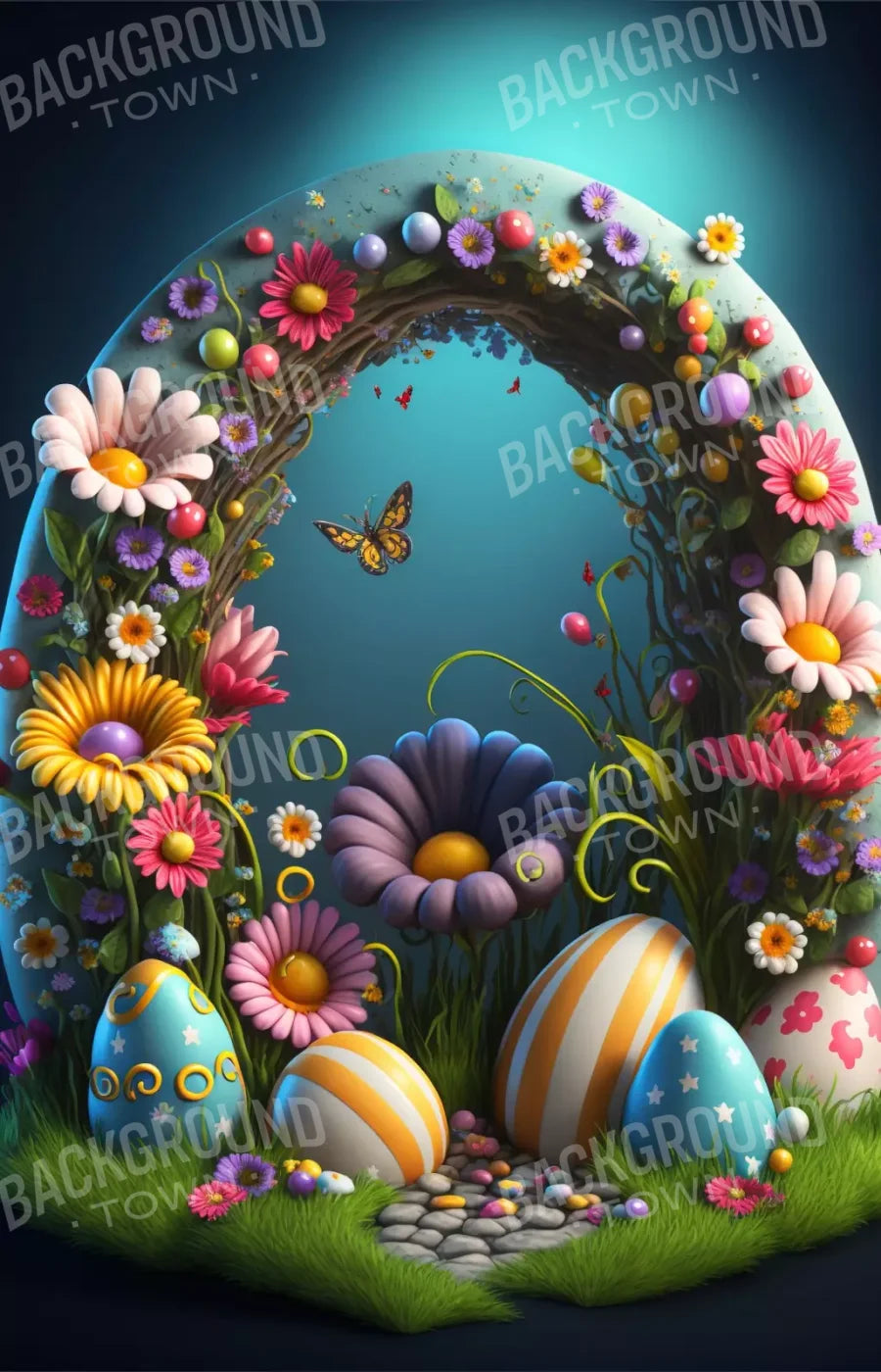 Easter Egg Arch 8X12 Ultracloth ( 96 X 144 Inch ) Backdrop
