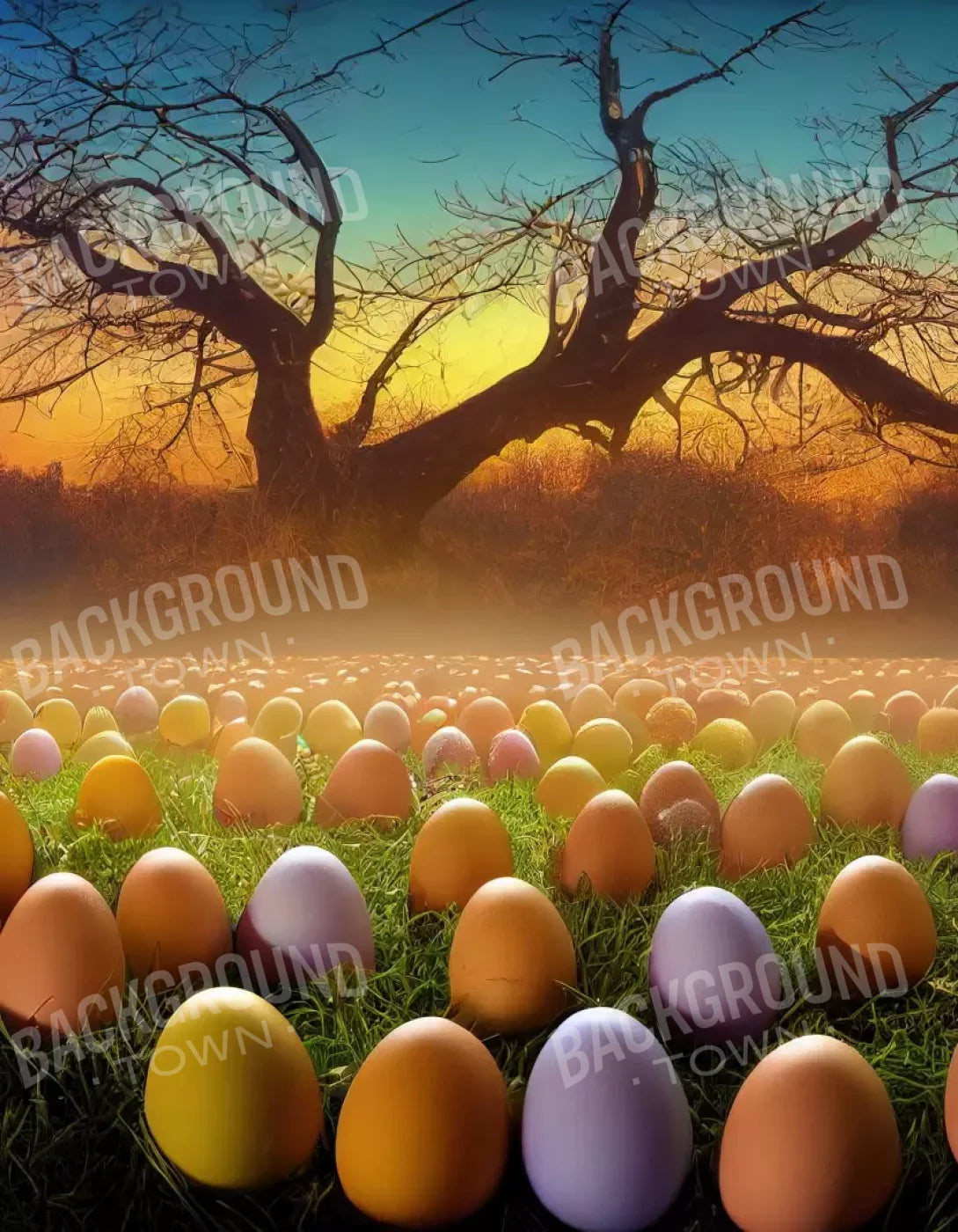 Easter Egg Farm 6’X8’ Fleece (72 X 96 Inch) Backdrop