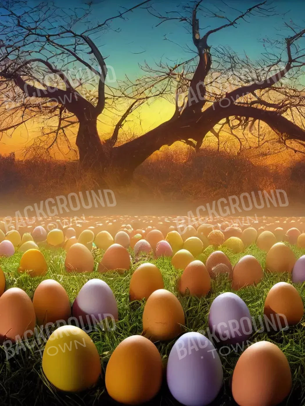 Easter Egg Farm 8’X10’ Fleece (96 X 120 Inch) Backdrop
