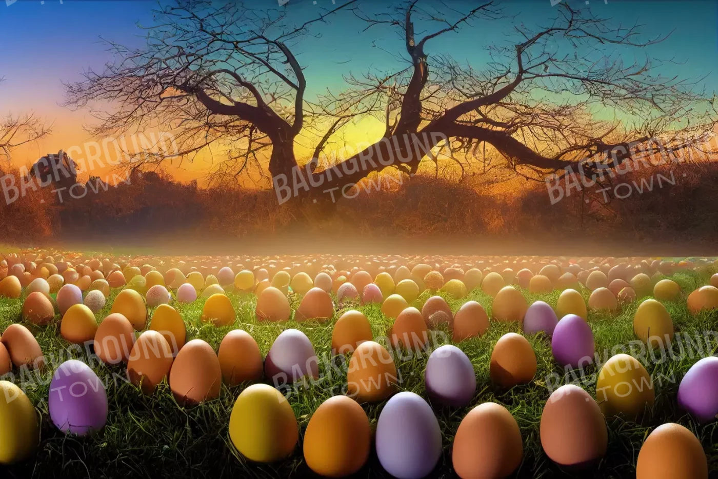Easter Egg Farm 8’X5’ Ultracloth (96 X 60 Inch) Backdrop
