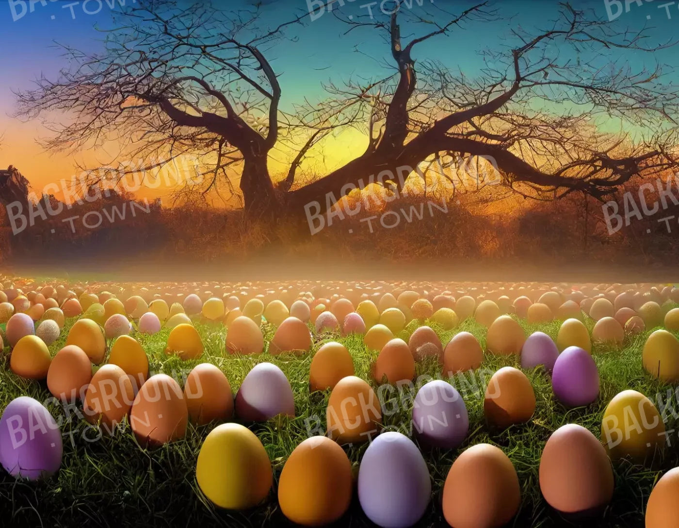 Easter Egg Farm 8’X6’ Fleece (96 X 72 Inch) Backdrop