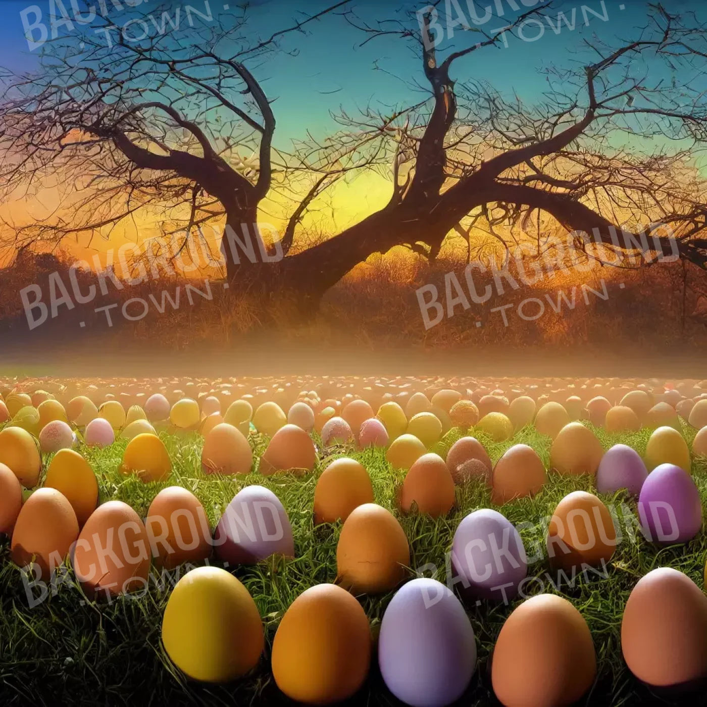 Easter Egg Farm 8’X8’ Fleece (96 X Inch) Backdrop