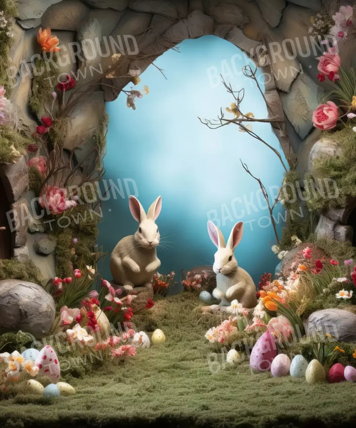 Easter Town 10’X12’ Ultracloth (120 X 144 Inch) Backdrop
