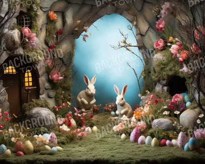 Easter Town 10’X8’ Fleece (120 X 96 Inch) Backdrop