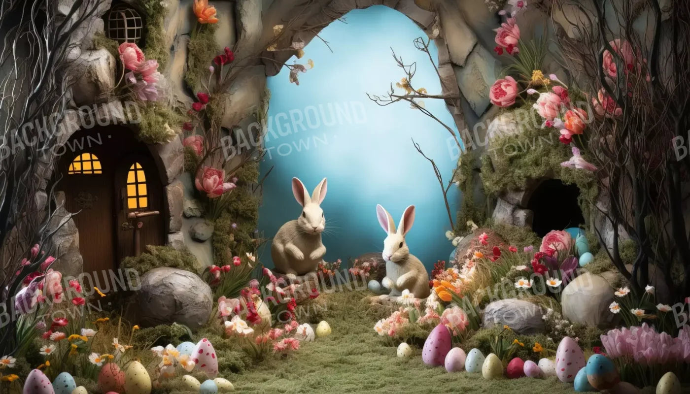 Easter Town 14’X8’ Ultracloth (168 X 96 Inch) Backdrop