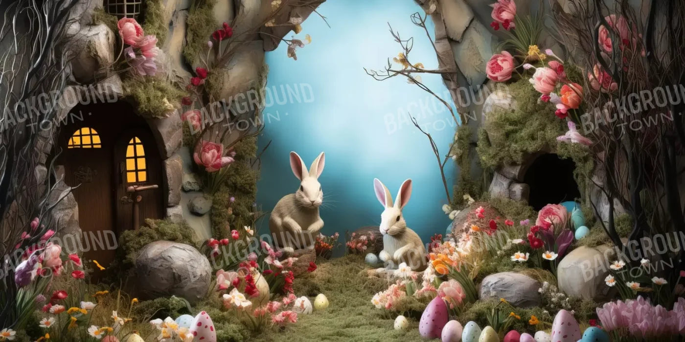 Easter Town 16’X8’ Ultracloth (192 X 96 Inch) Backdrop