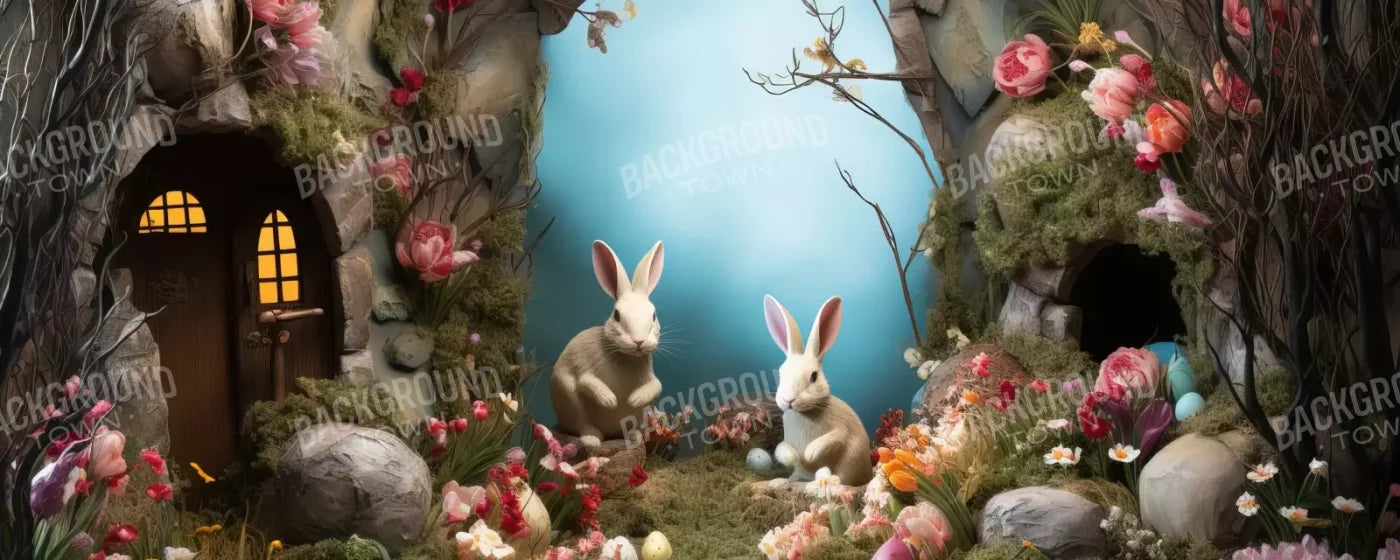 Easter Town 20’X8’ Ultracloth (240 X 96 Inch) Backdrop