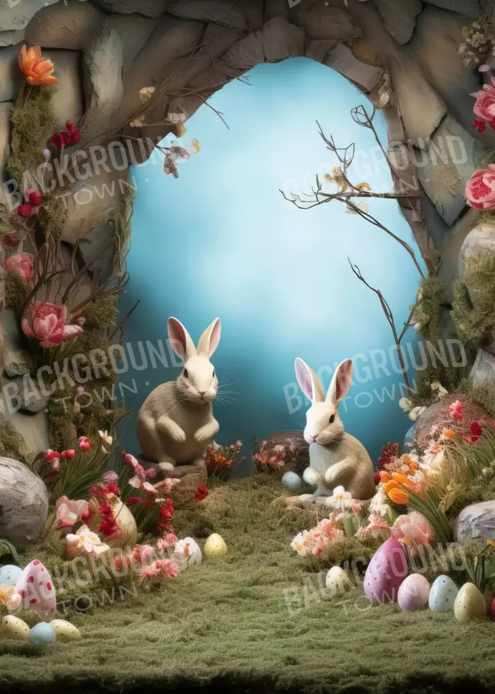 Easter Town 5’X7’ Ultracloth (60 X 84 Inch) Backdrop