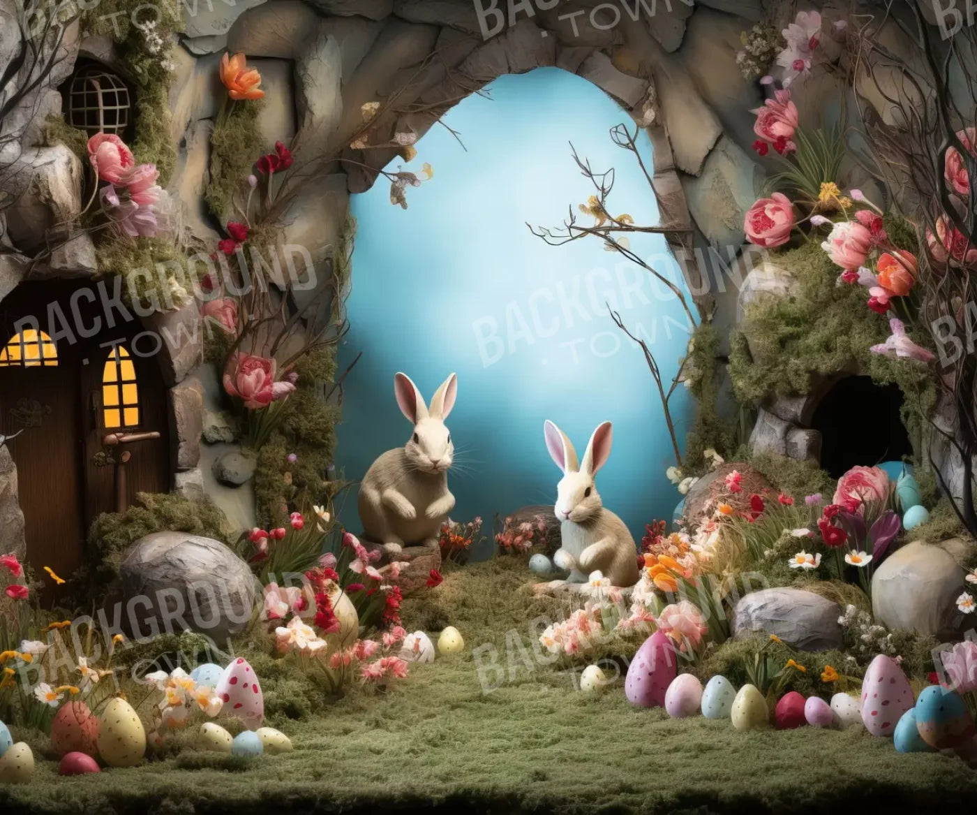 Easter Town 5’X4’2 Fleece (60 X 50 Inch) Backdrop