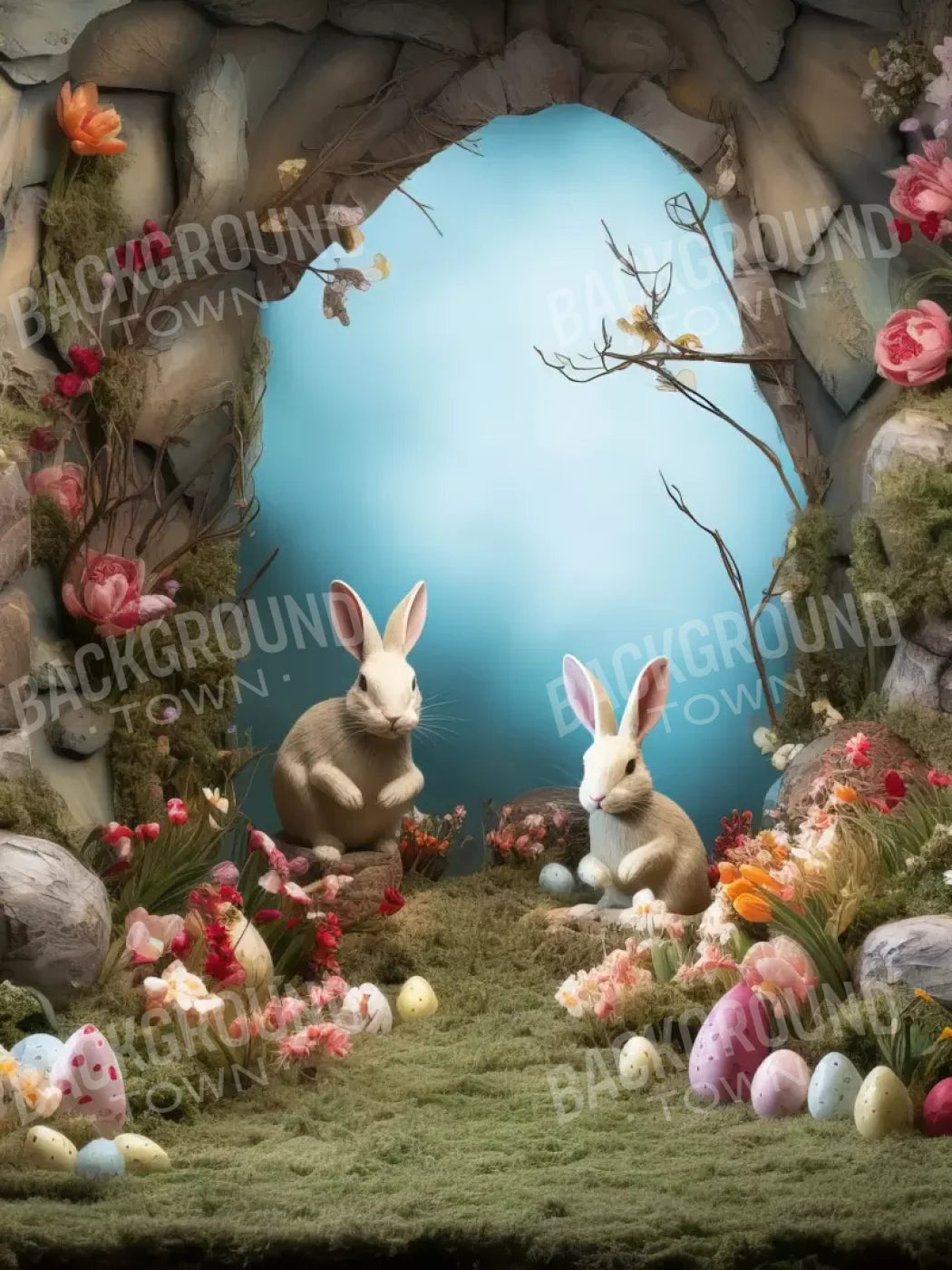 Easter Town 5’X6’8 Fleece (60 X 80 Inch) Backdrop