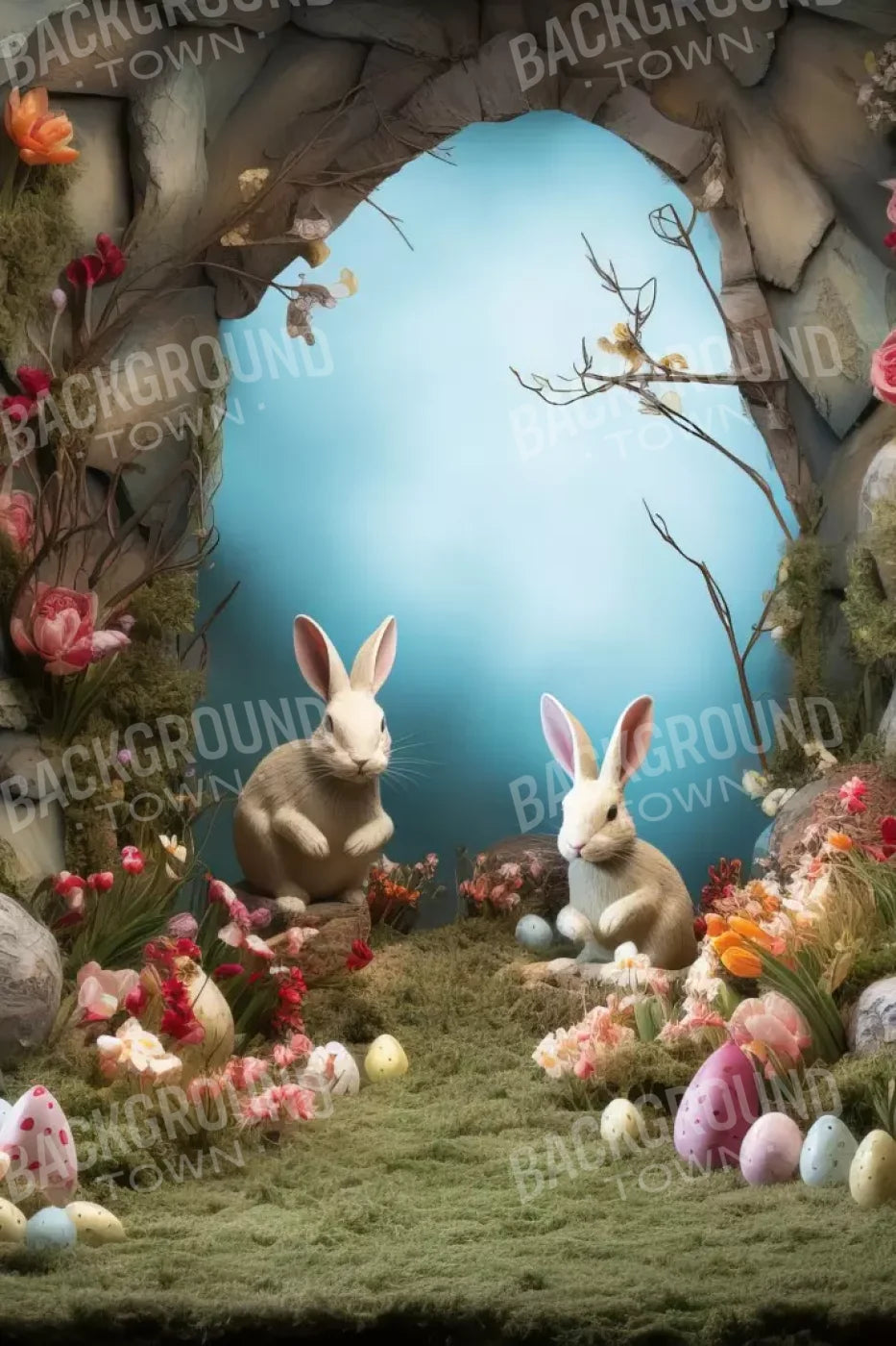 Easter Town 8’X12’ Ultracloth (96 X 144 Inch) Backdrop