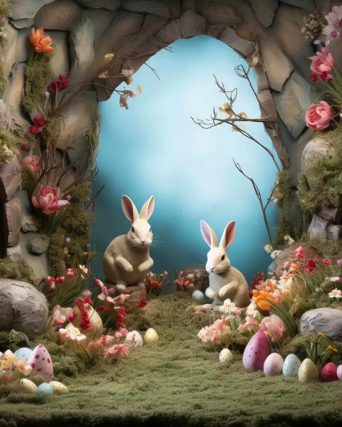 Easter Town 8’X10’ Fleece (96 X 120 Inch) Backdrop
