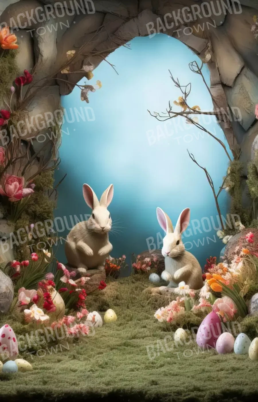 Easter Town 9’X14’ Ultracloth (108 X 168 Inch) Backdrop