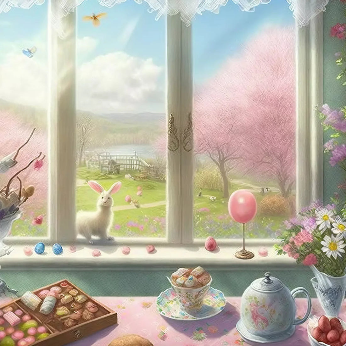 Easter Window 10’X10’ Ultracloth (120 X Inch) Backdrop