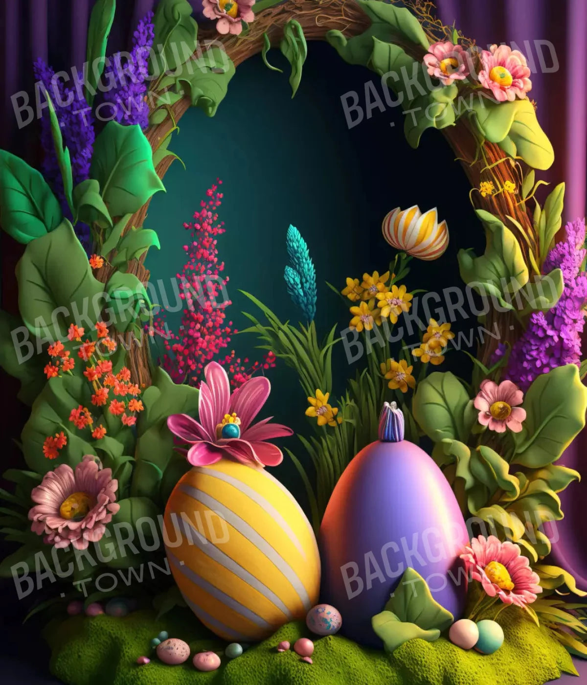 Easter Wreath 10X12 Ultracloth ( 120 X 144 Inch ) Backdrop