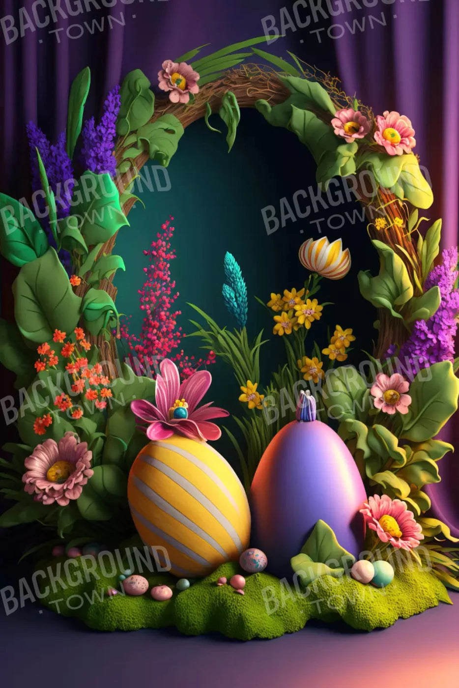 Easter Wreath 5X8 Ultracloth ( 60 X 96 Inch ) Backdrop