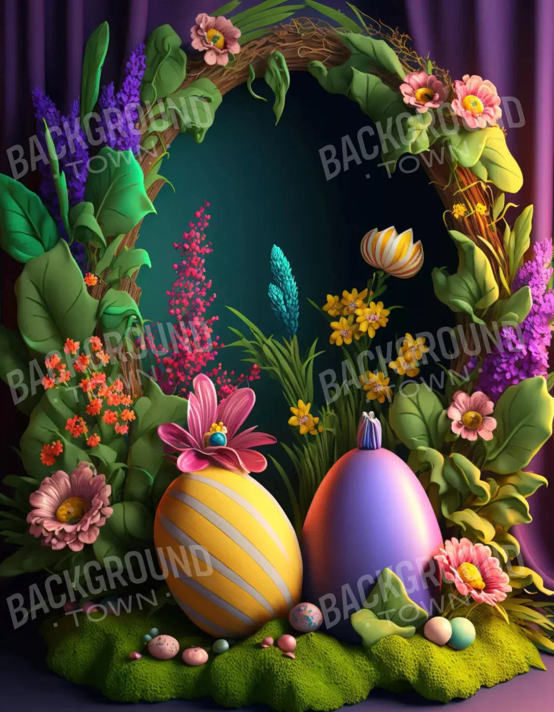 Easter Wreath 6X8 Fleece ( 72 X 96 Inch ) Backdrop