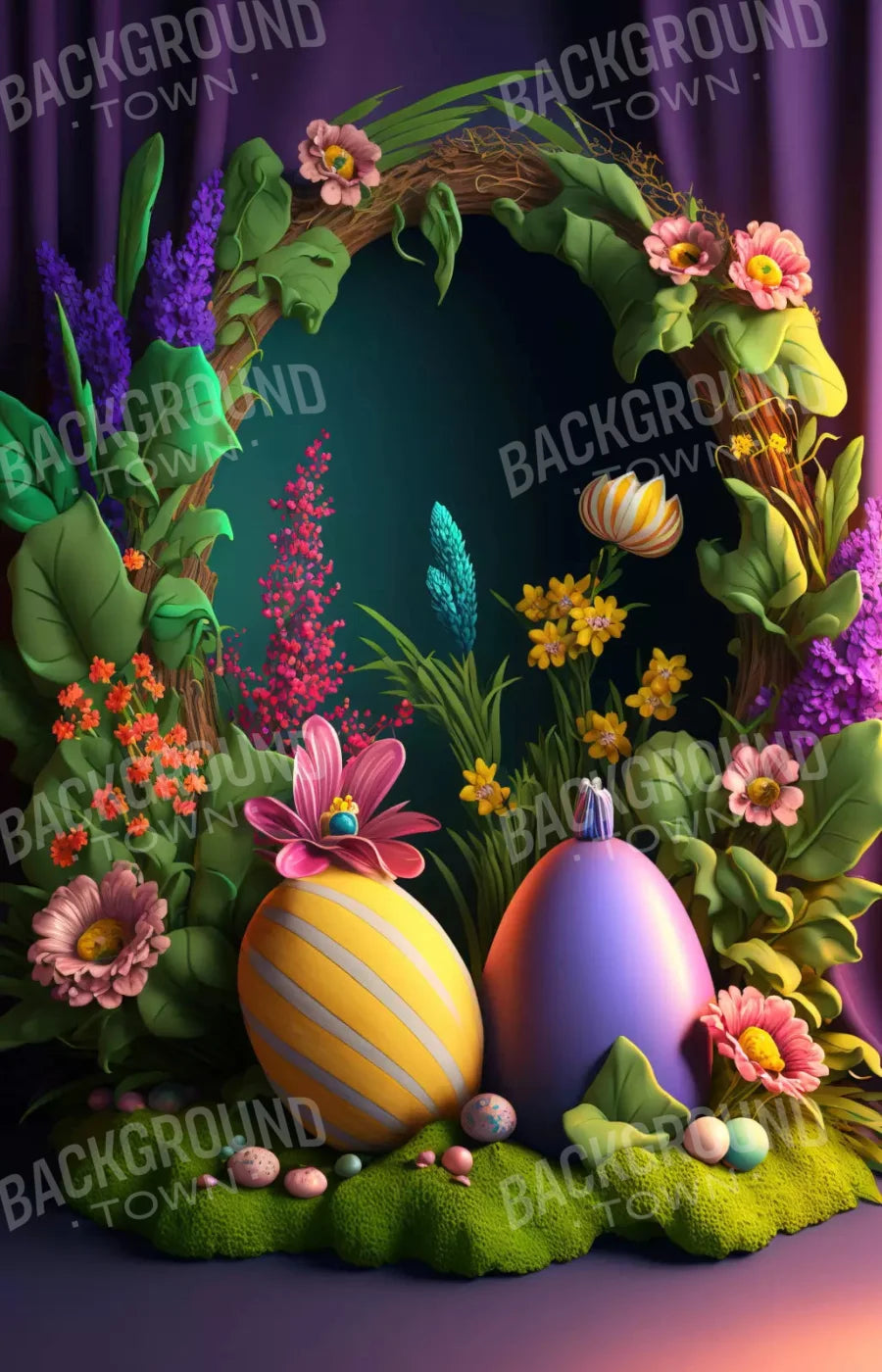 Easter Wreath 8X12 Ultracloth ( 96 X 144 Inch ) Backdrop