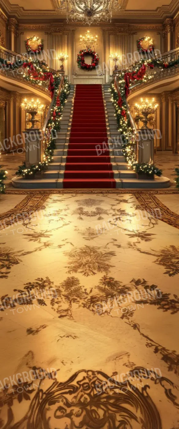 Elegant Grand Staircase Christmas Sweep 5’x12’ UltraCloth for Westcott X-Drop (60 x 144 inch) Backdrop
