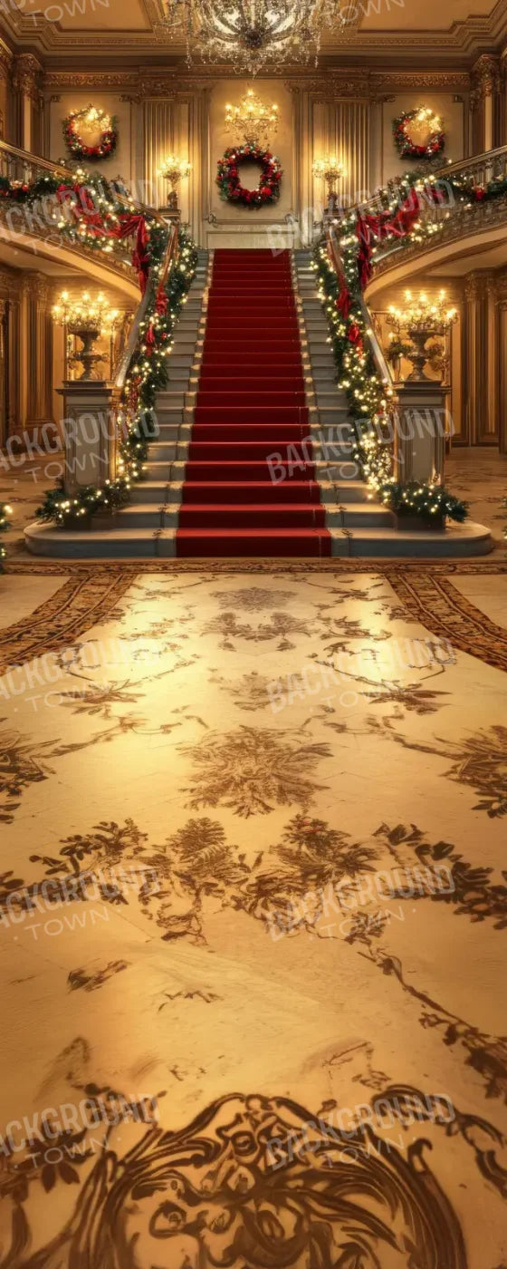Elegant Grand Staircase Christmas Sweep 8’x20’ UltraCloth (96 x 240 inch) Backdrop