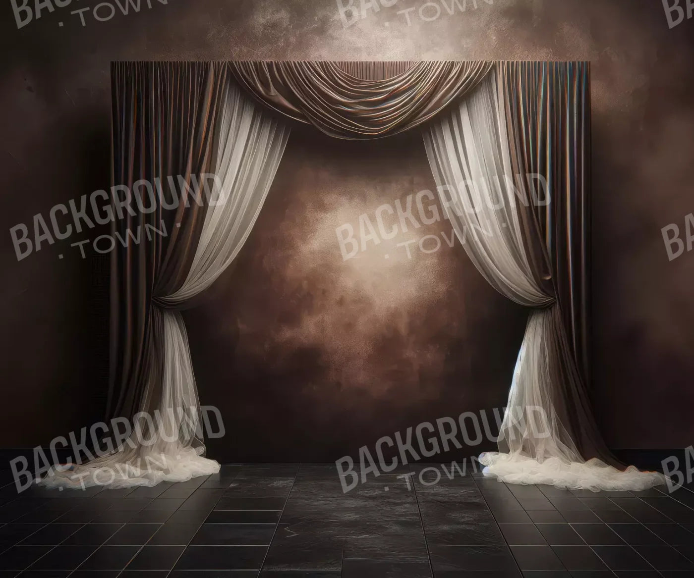 Elegant Montey Brown Curtain 5’X4’2 Fleece (60 X 50 Inch) Backdrop