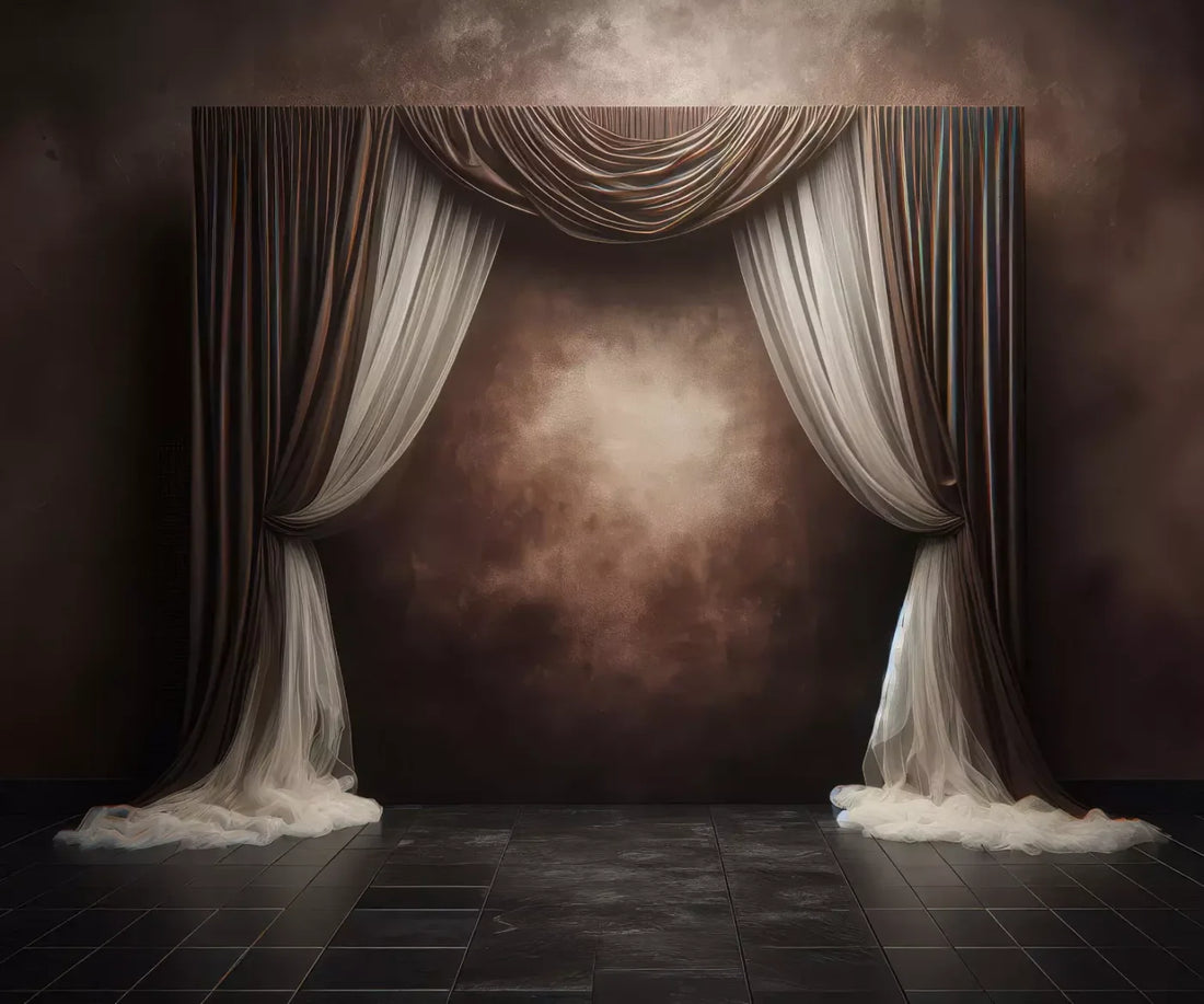 Elegant Montey Brown Curtain 5’X4’2 Fleece (60 X 50 Inch) Backdrop