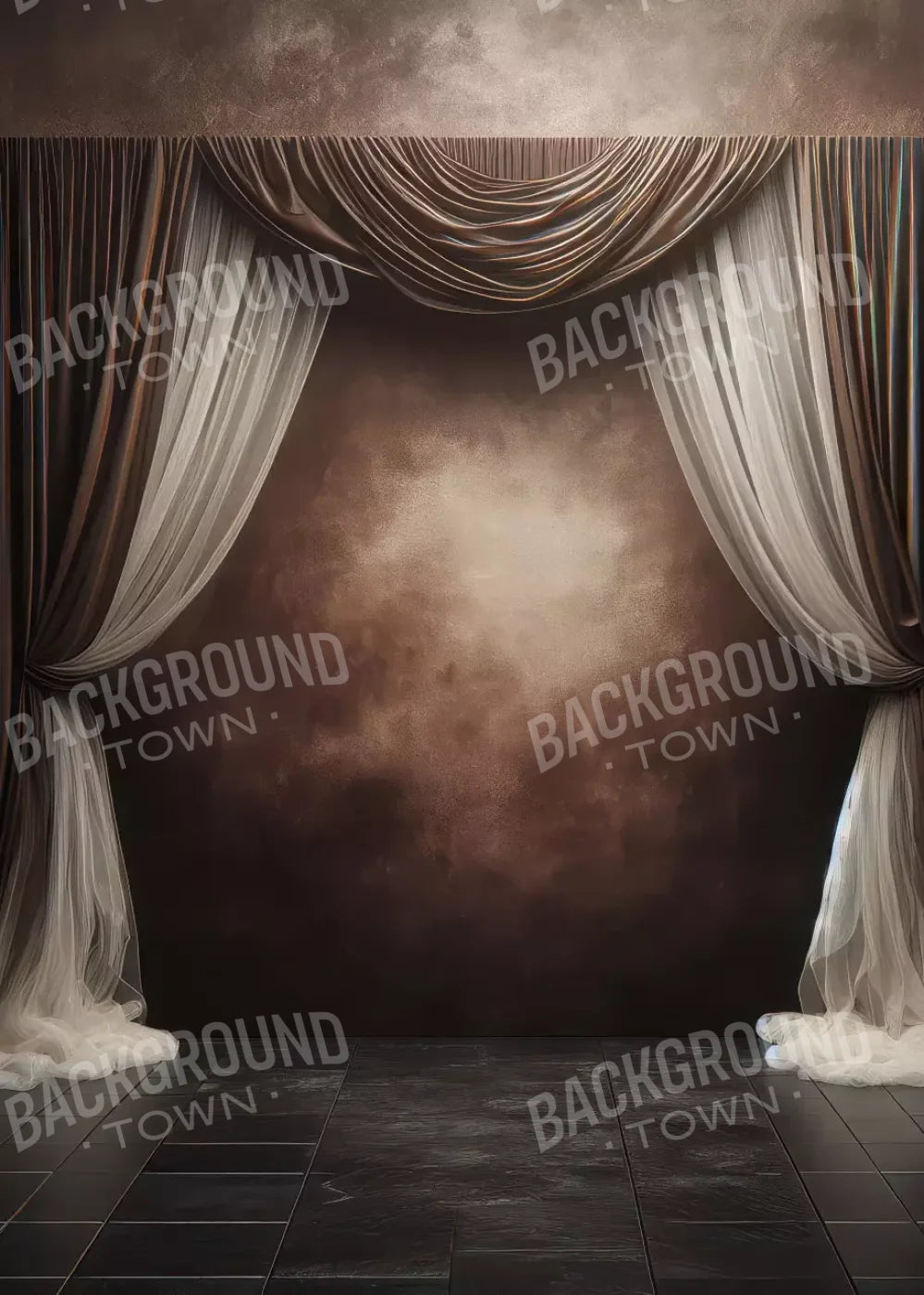 Elegant Montey Brown Curtain 5’X7’ Ultracloth (60 X 84 Inch) Backdrop