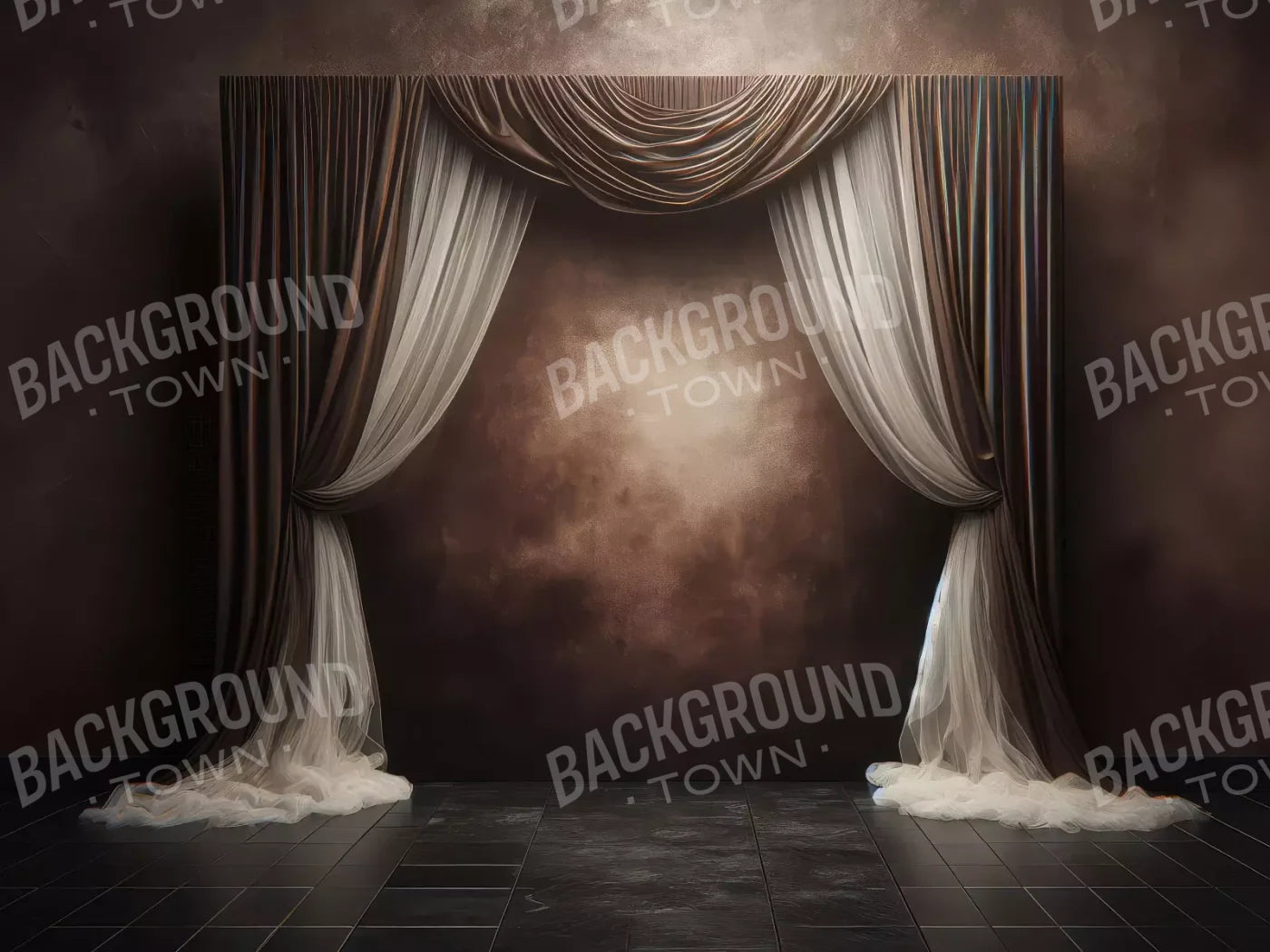 Elegant Montey Brown Curtain 6’8X5’ Fleece (80 X 60 Inch) Backdrop