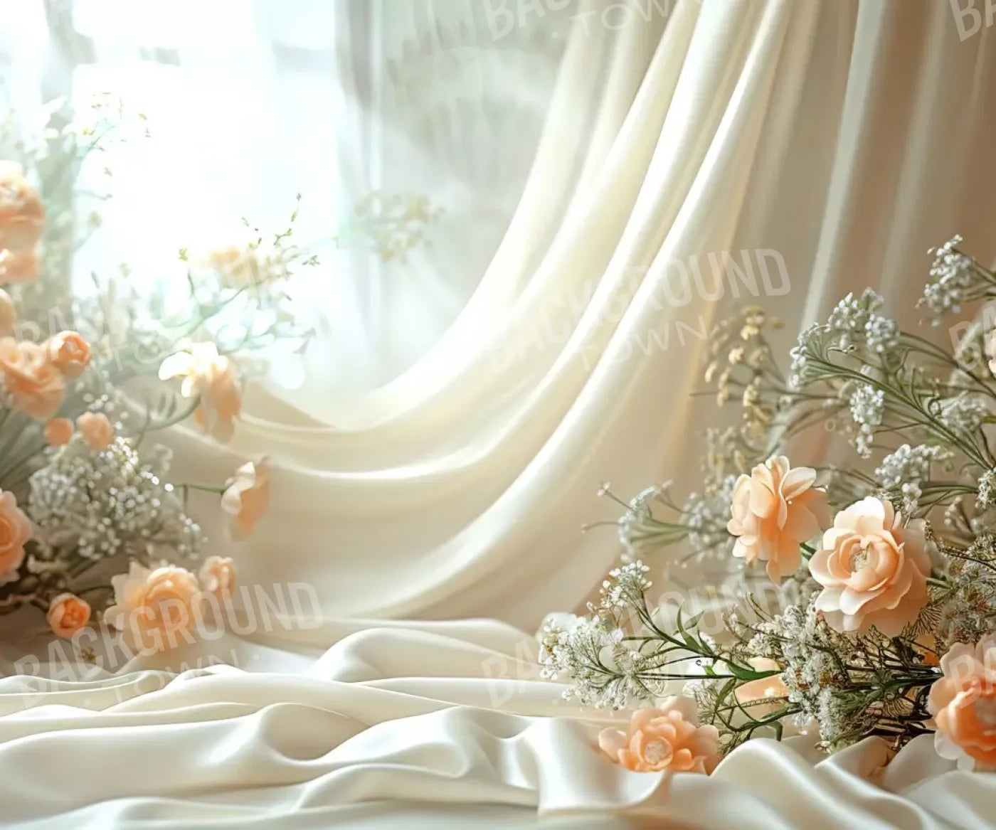 Elegant Orange Roses 12’X10’ Ultracloth (144 X 120 Inch) Backdrop