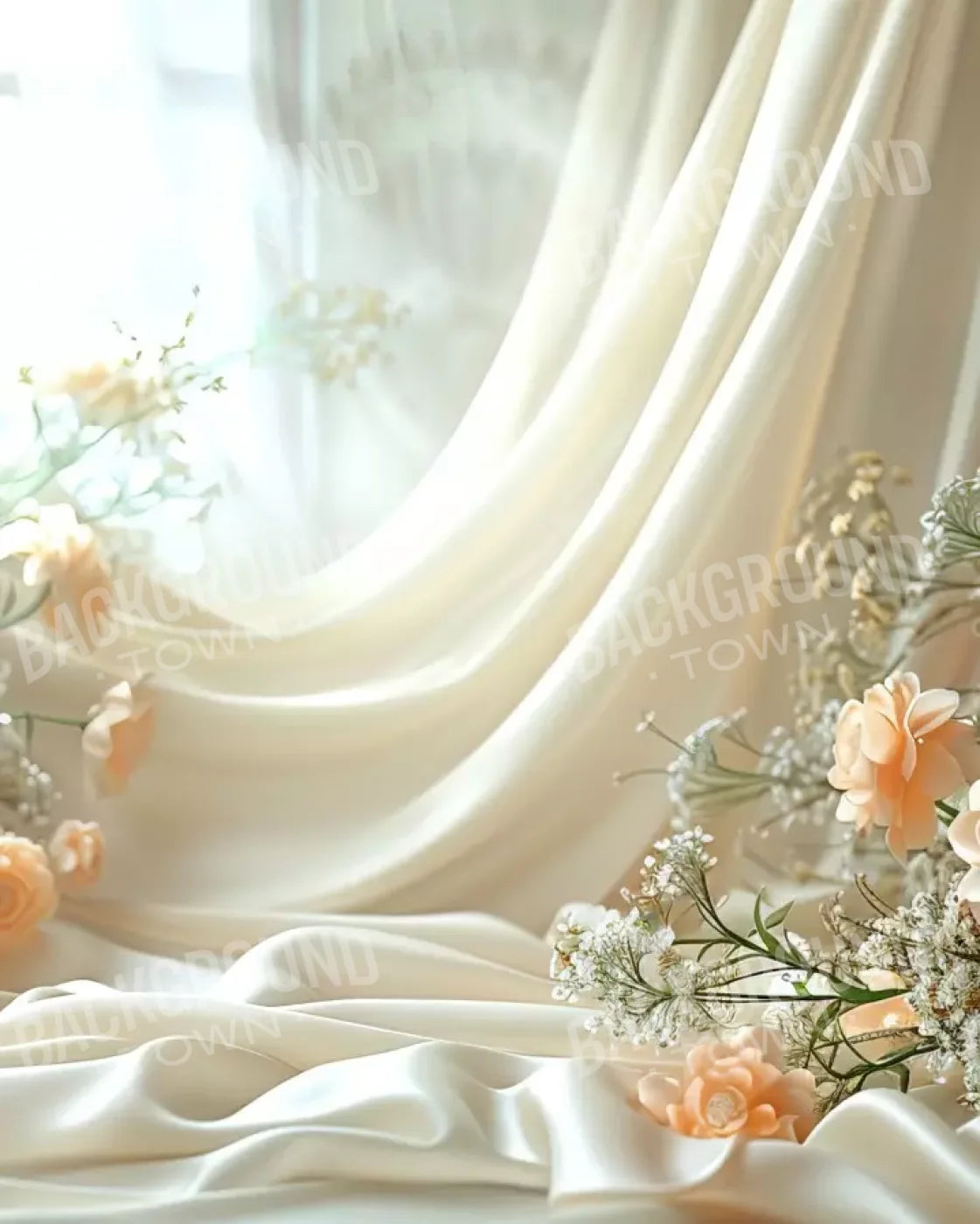 Elegant Orange Roses 8’X10’ Fleece (96 X 120 Inch) Backdrop