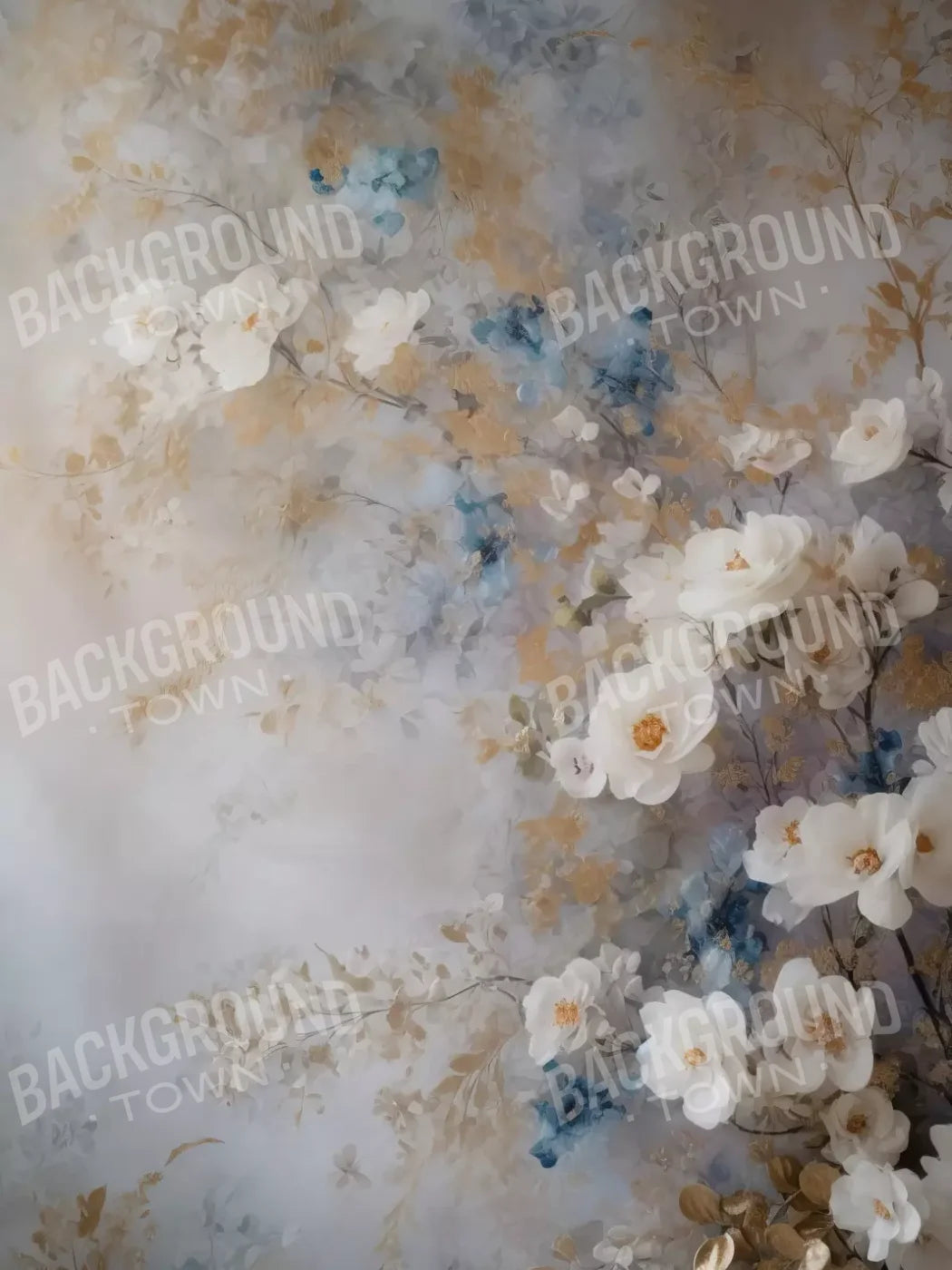 Elegant Painted Flowers 5’X6’8 Fleece (60 X 80 Inch) Backdrop