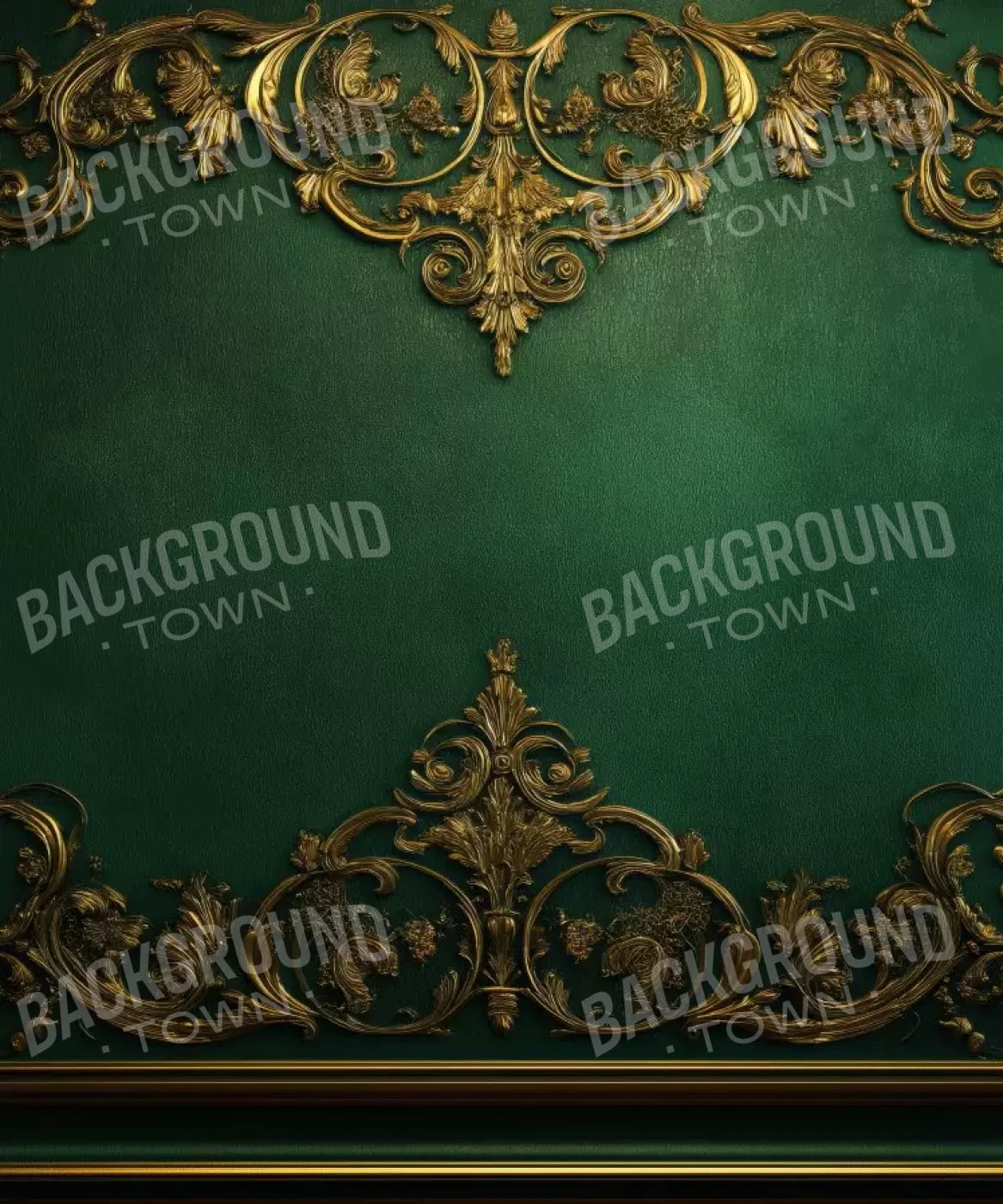 Emerald Green Wall With Gold Accents 10’X12’ Ultracloth (120 X 144 Inch) Backdrop