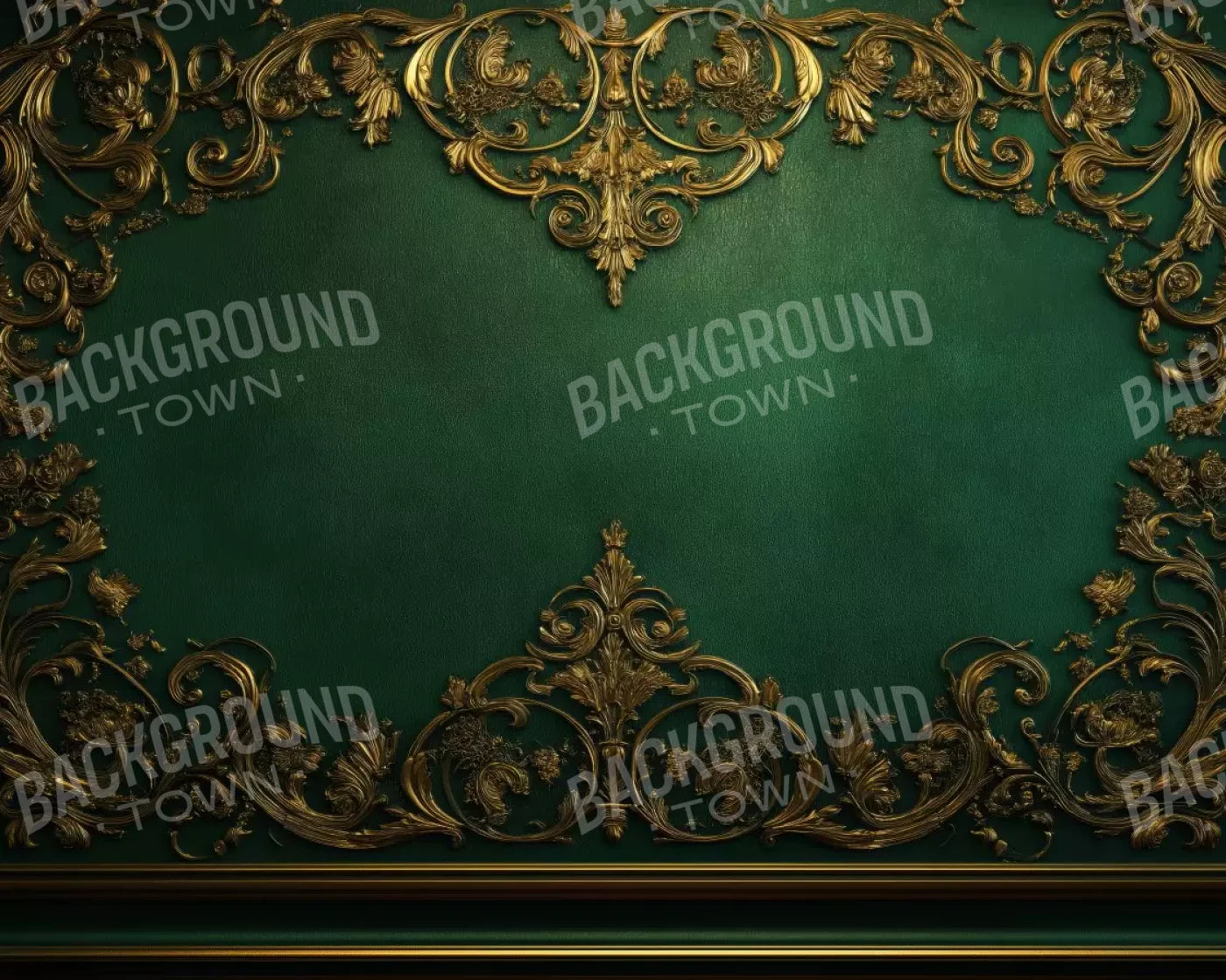 Emerald Green Wall With Gold Accents 10’X8’ Fleece (120 X 96 Inch) Backdrop
