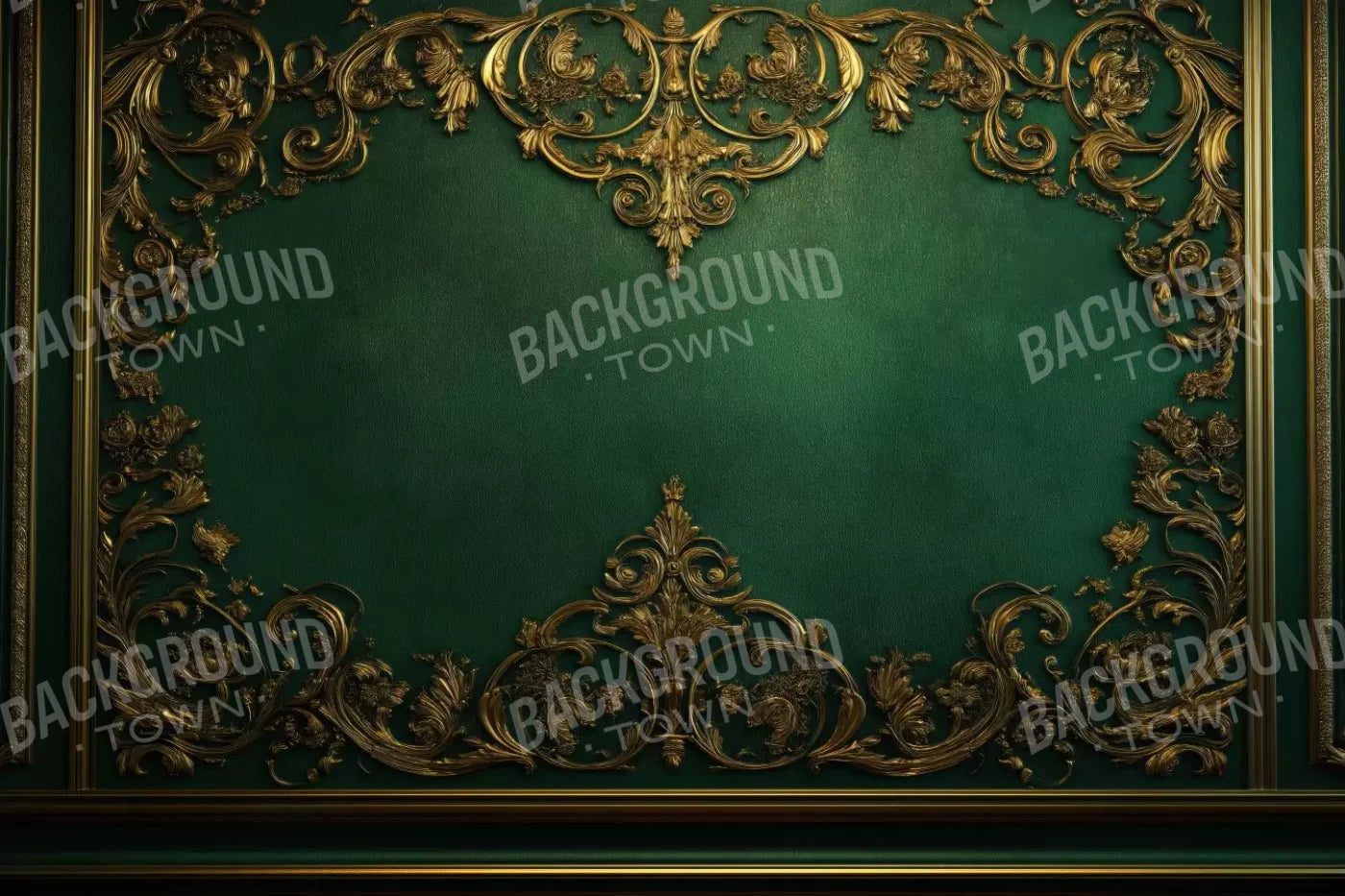 Emerald Green Wall With Gold Accents 12’X8’ Ultracloth (144 X 96 Inch) Backdrop