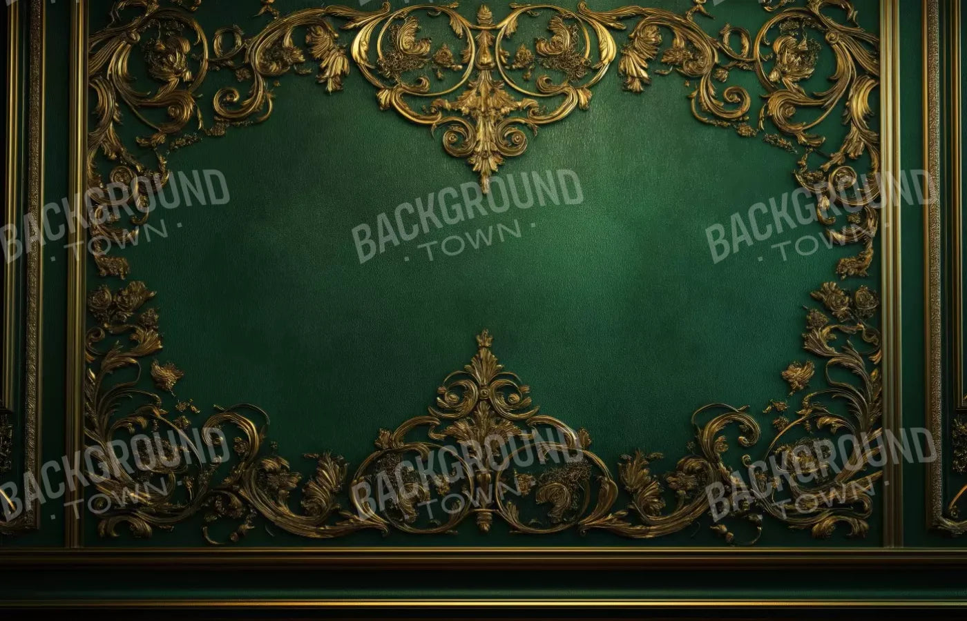 Emerald Green Wall With Gold Accents 14’X9’ Ultracloth (168 X 108 Inch) Backdrop